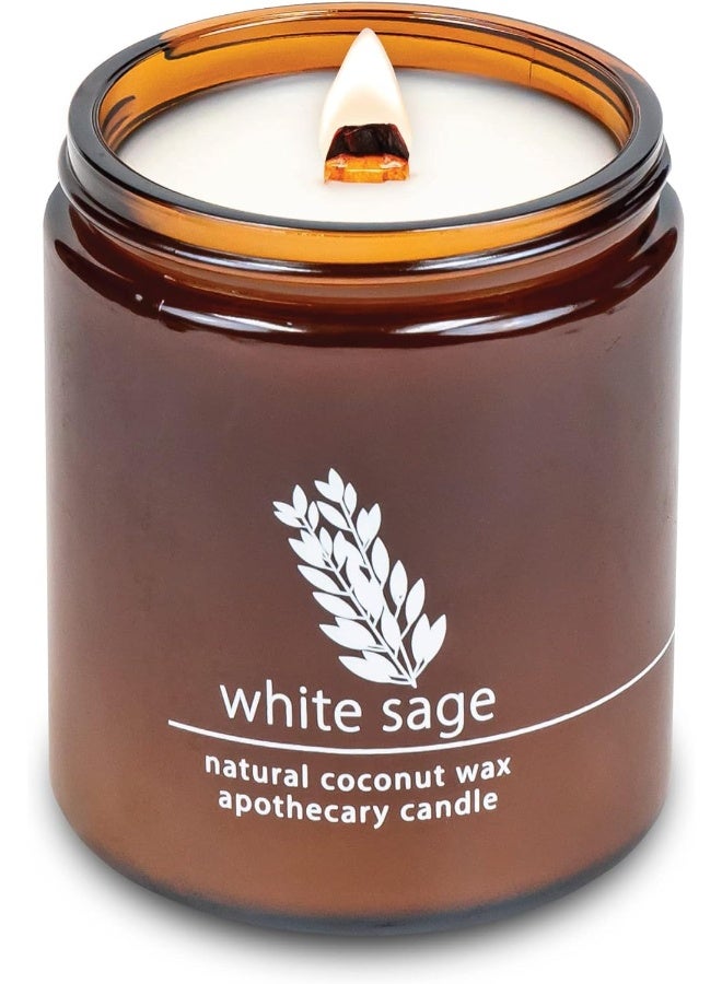 Hemlock Park Crackling Wood Wick Candle Handcrafted with Natural Coconut Wax and Essential Oils (Standard 8 oz, White Sage) - Image 1